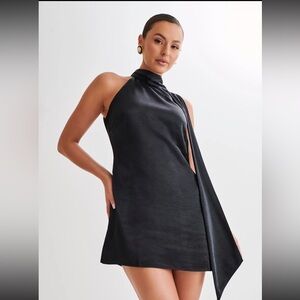 MESHKI- Aubriella Halter Mini Dress With Tie